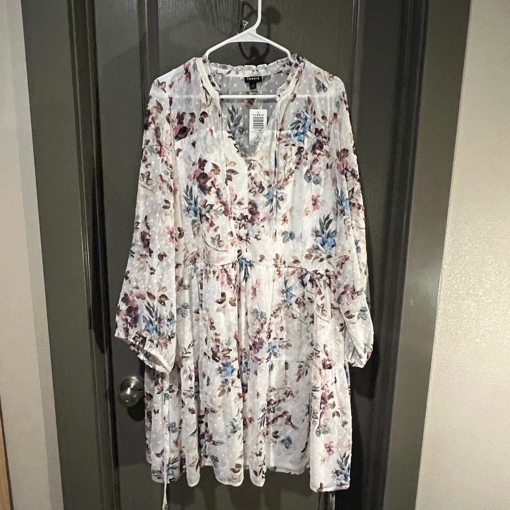 White dress with floral print from Torrid